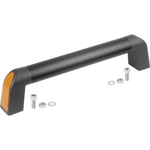 Tubular Handle Bighand, A=600, L=633, 4 Aluminum Black Anodized, Comp: Plastic Comp:Black Ral7021,